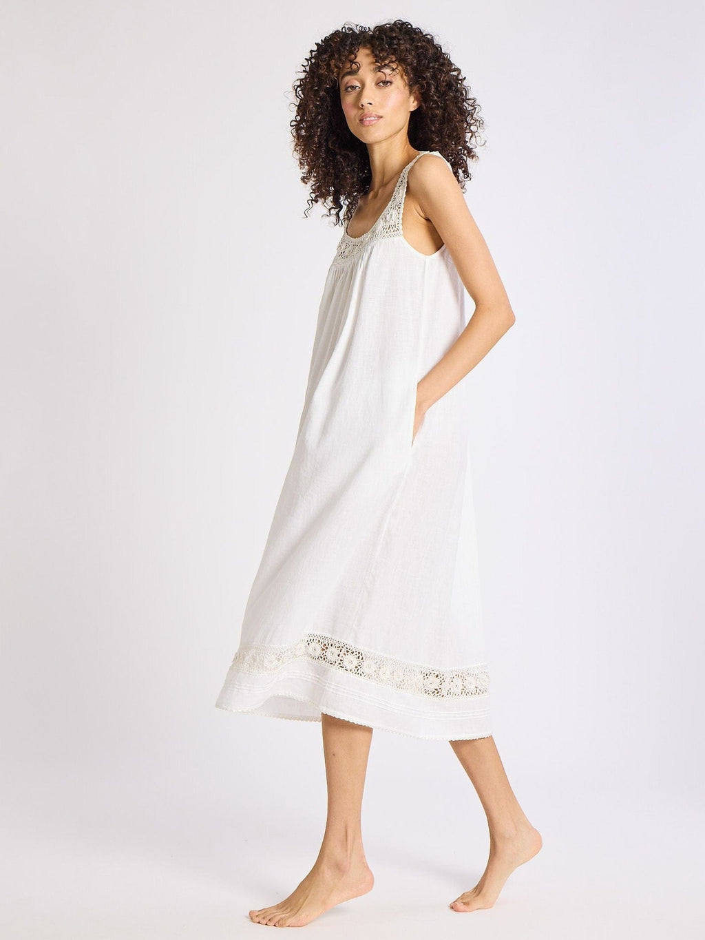 Adelia Dress in White Linen