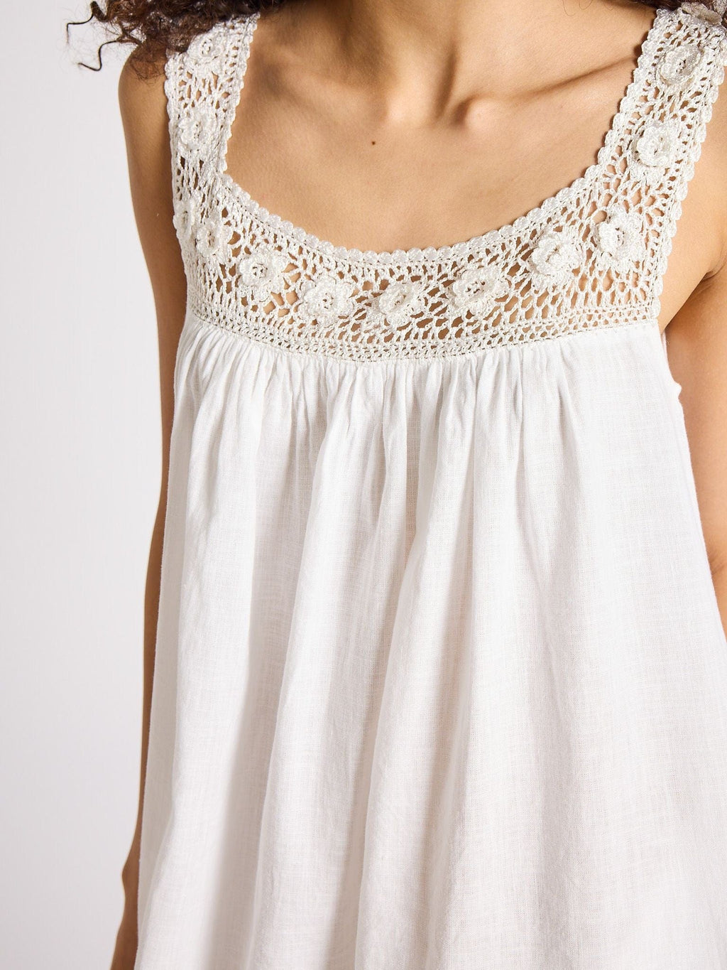 Adelia Dress in White Linen