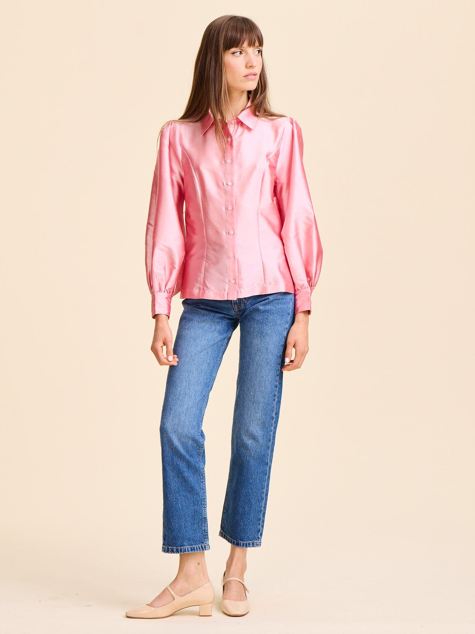 Adeline Top in Peony Taffeta