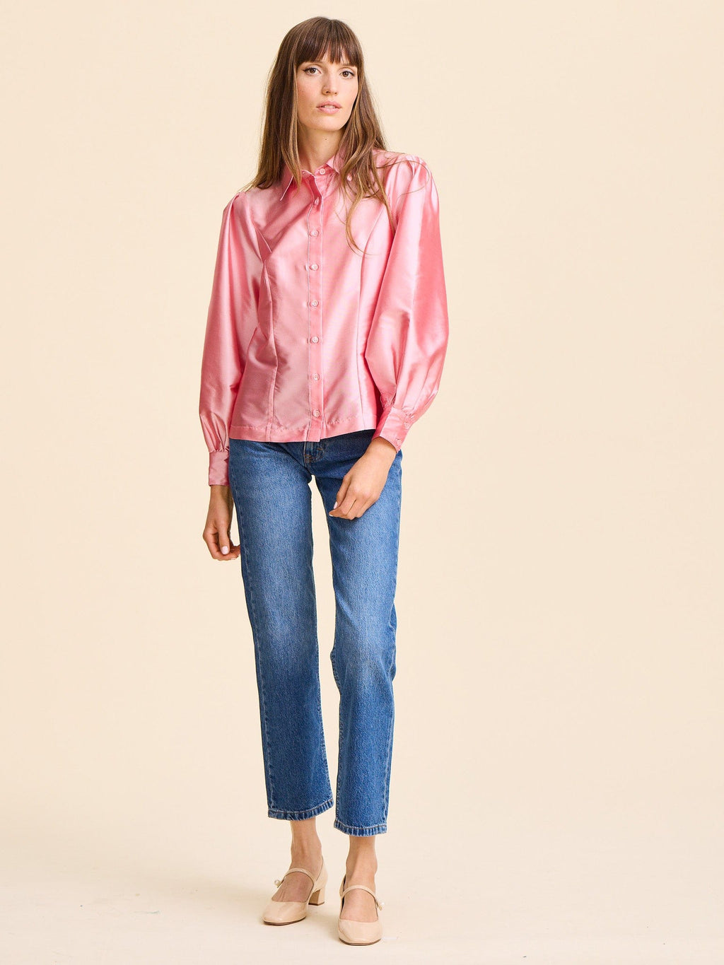 Adeline Top in Peony Taffeta